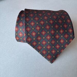 Brooks Brothers Makers Silk Tie Blue/Grey Red Gold Geometric Made in USA